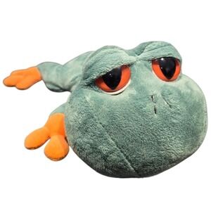 RUSS Ribbett Frog Plush Stuffed Animal Green Orange Eyes Soft Toy